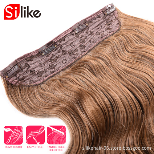 Cheap One Piece 4 Clips In Hair Extensions 56Cm 24 Inches Long Synthetic False Hair Piece Clip In Hair Extensions For Women